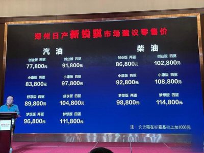 ​郑州日产新锐骐上市售价7.78-11.48万元